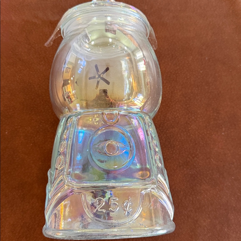 Iridescent Glass Gumball Machine Figurine - Shimmery Clear